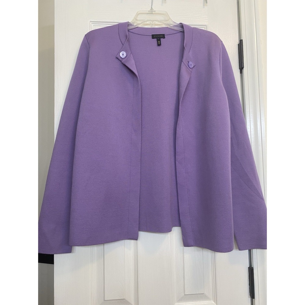 Escada Womens Purple 100% Cashmere Jacket Cardigan Button Long Sleeve Large